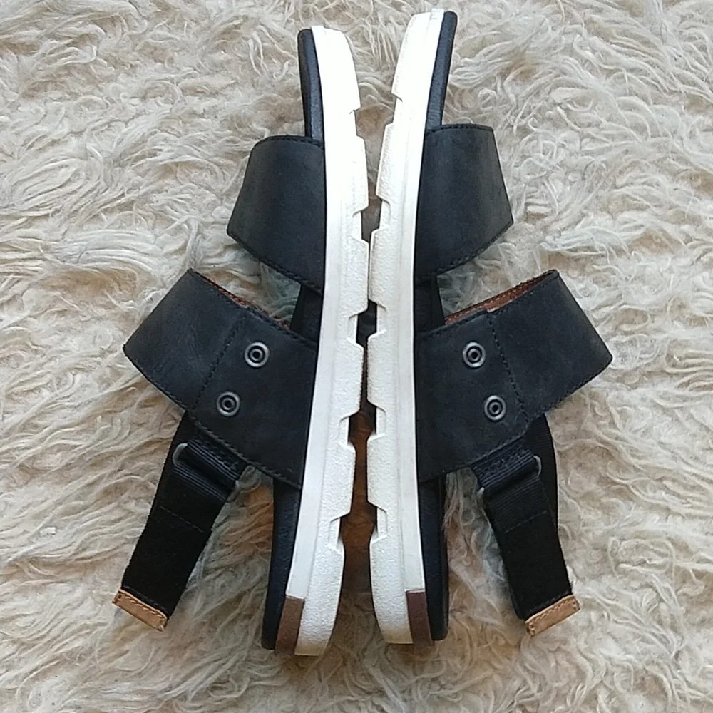 Sorel Torpeda Sandals Black Sling Back Flat Comfortable 10